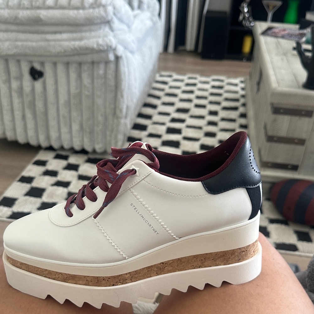 Stella McCartney White and Black Platform Sneakers